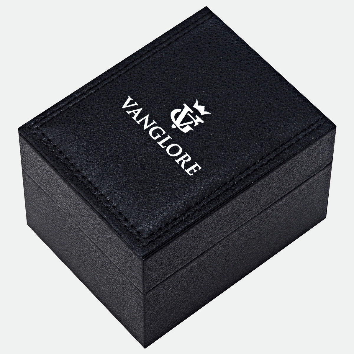 Relógio masculino minimalista Vanglore Selecty preto, 40mm, aço inox com pulseira de malha, estojo Vanglore