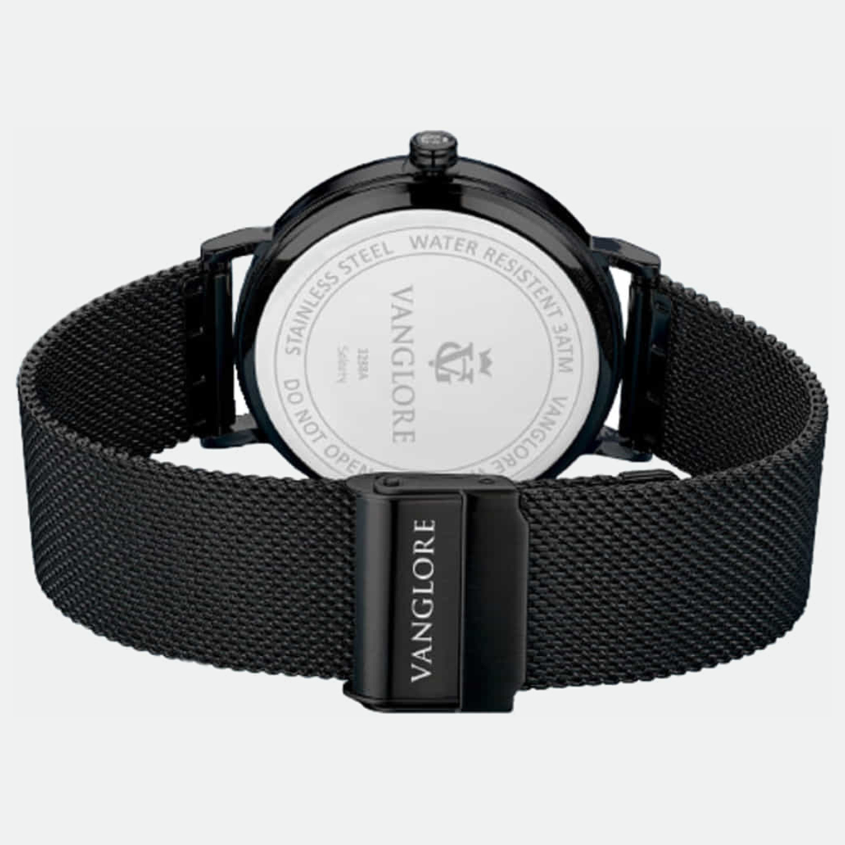 Relógio feminino Vanglore Selecty preto 33mm, pulseira mesh, fundo e fecho deslizante