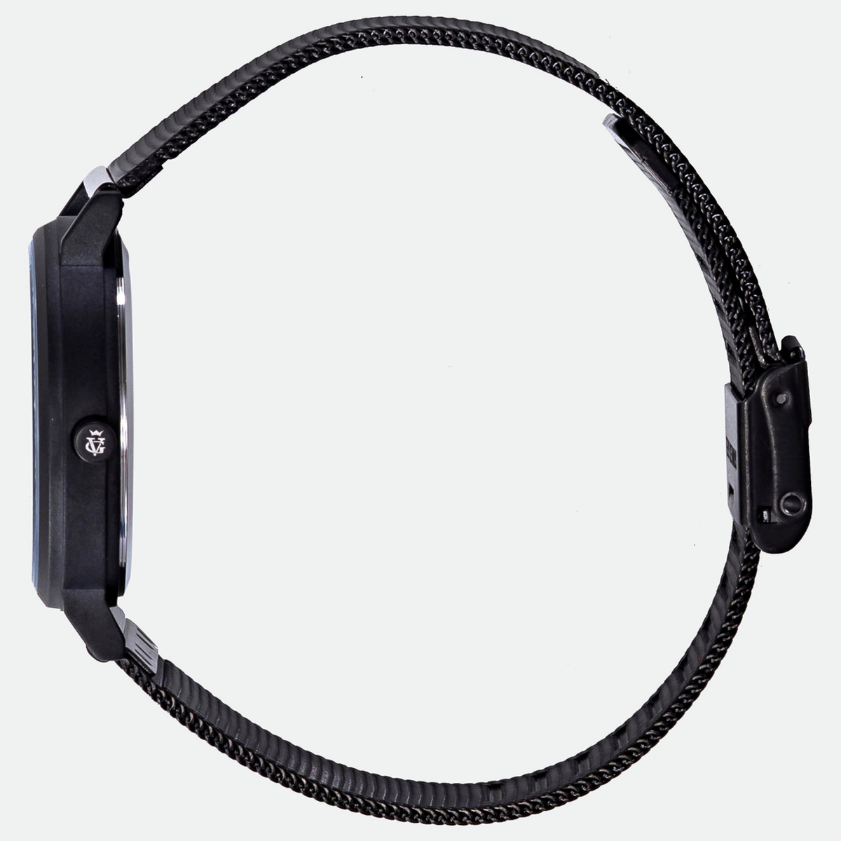 Relógio feminino Vanglore Selecty preto 33mm, pulseira mesh, vista lateral
