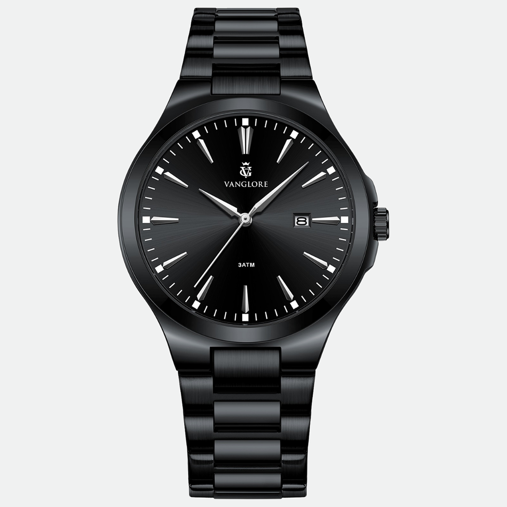 Relógio masculino Vanglore Upclassic preto, 40mm, metal e aço inox, vista frontal