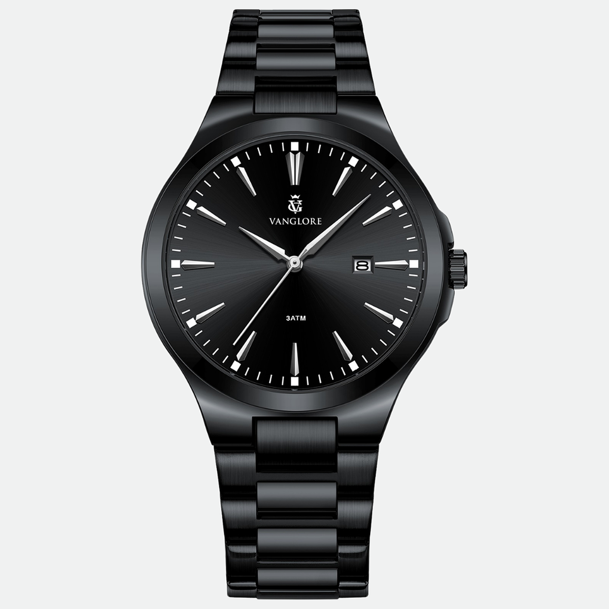 Relógio masculino Vanglore Upclassic preto, 40mm, metal e aço inox, vista frontal