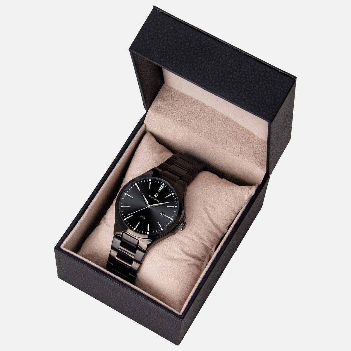 Relógio masculino Vanglore Upclassic preto, 40mm, metal e aço inox, no estojo Vanglore
