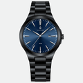 Relógio masculino Vanglore Upclassic preto com visor azul, 40mm, metal e aço inox, vista frontal