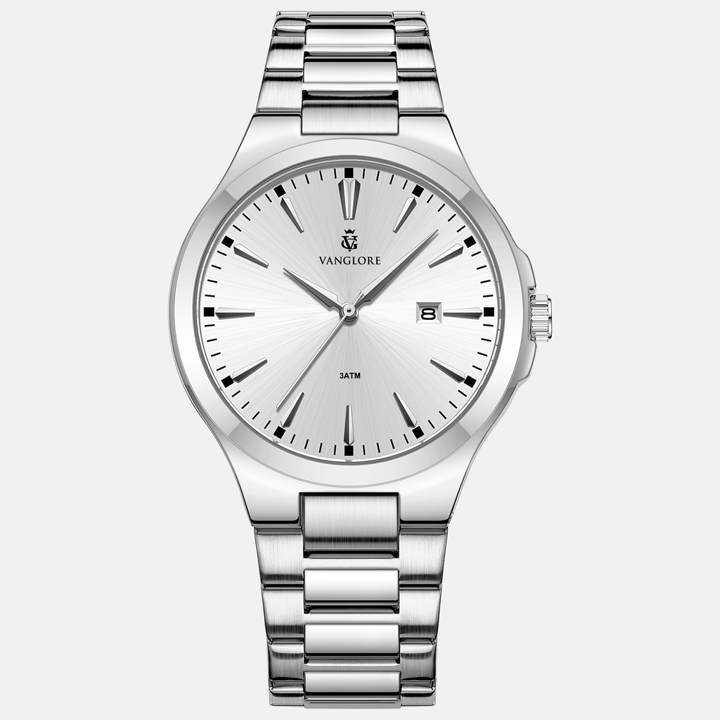 Relógio masculino Vanglore Upclassic prata, 40mm, metal e aço inox, vista frontal