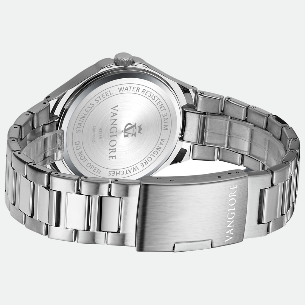 Relógio masculino Vanglore Upclassic prata, 40mm, metal e aço inox, fundo da caixa e fecho