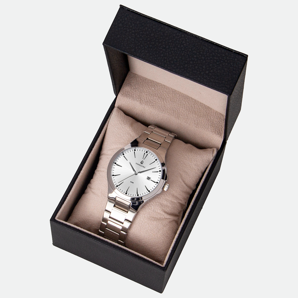 Relógio masculino Vanglore Upclassic prata, 40mm, metal e aço inox, no estojo Vanglore