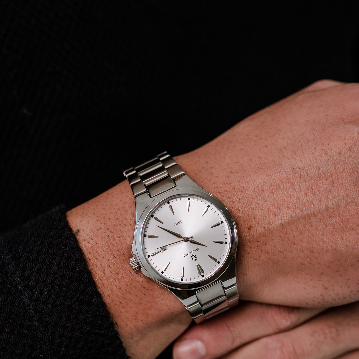 Relógio masculino Vanglore Upclassic prata, 40mm, metal e aço inox, no pulso