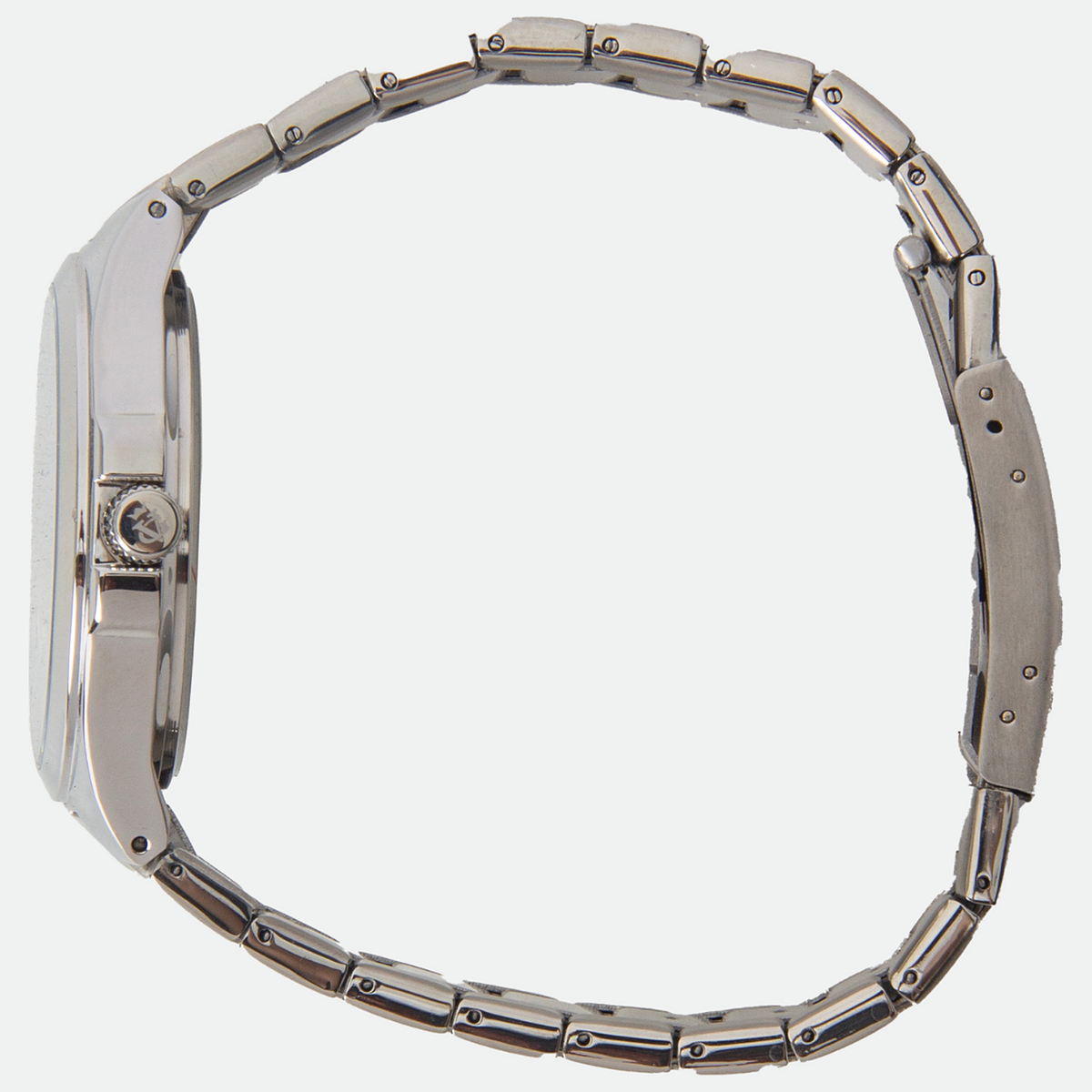 Relógio masculino Vanglore Upclassic prata com visor azul, 40mm, metal e aço inox, vista lateral