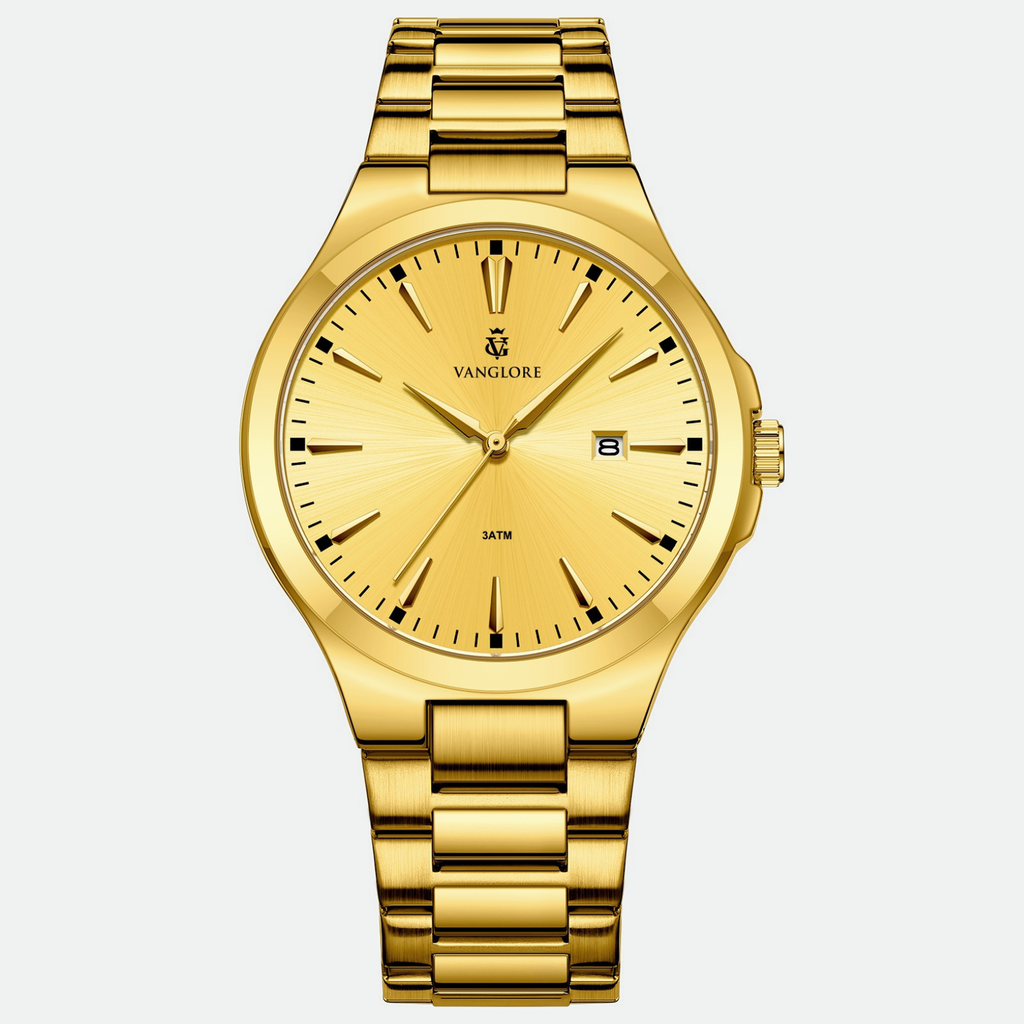 Relógio masculino Vanglore Upclassic dourado, 40mm, metal e aço inox, vista frontal