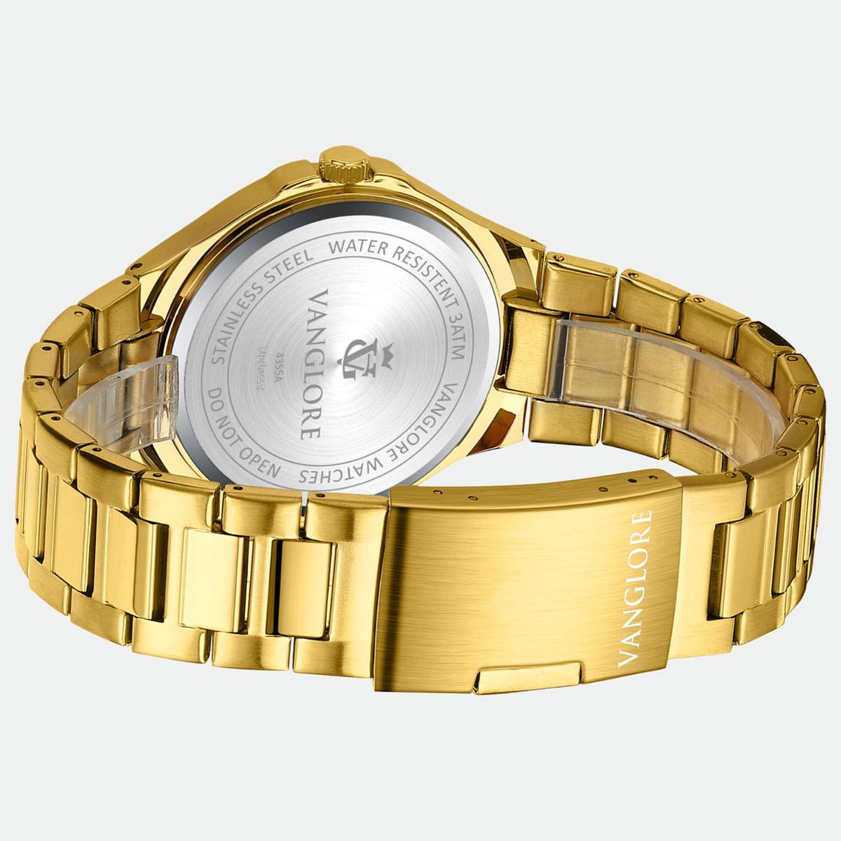 Relógio masculino Vanglore Upclassic dourado, 40mm, metal e aço inox, fundo da caixa e fecho