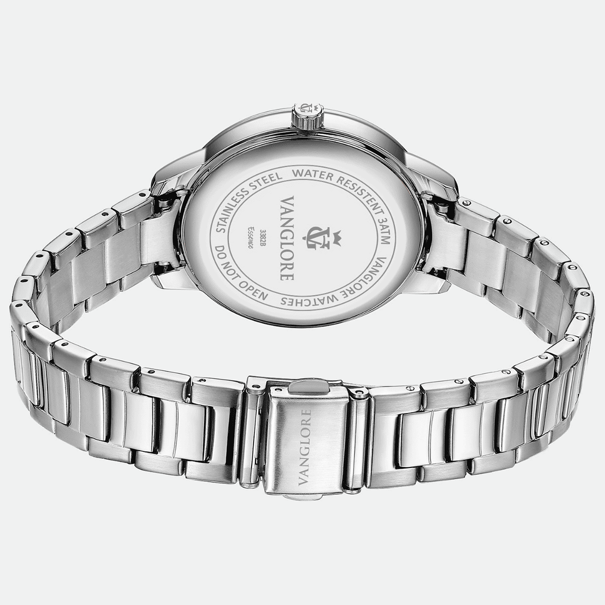 Relógio feminino Vanglore Essence prata 36mm, fundo da caixa e fecho dobrável
