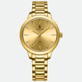 Relógio feminino Vanglore Essence dourado 36mm, vista frontal, em metal e aço inox