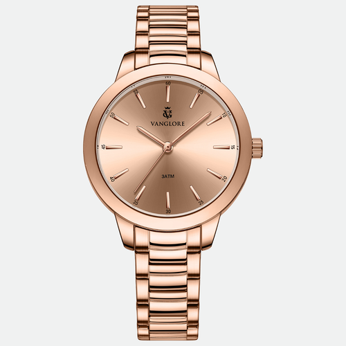 Relógio feminino Vanglore Essence rose gold 36mm, vista frontal, em metal e aço inox