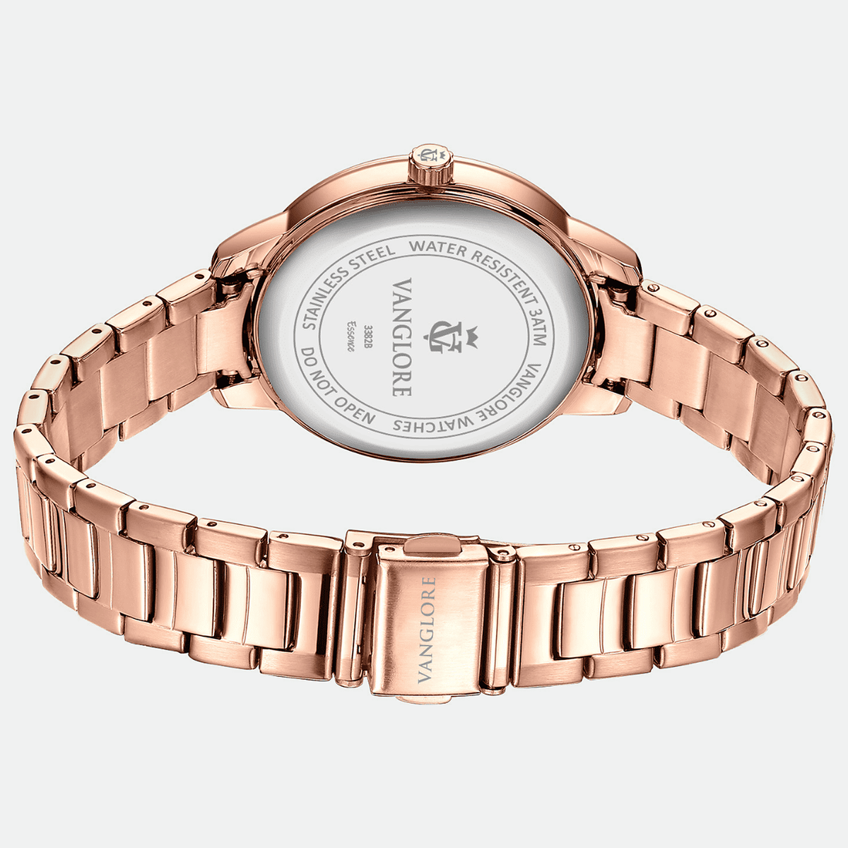 Relógio feminino Vanglore Essence rose gold 36mm, fundo da caixa e fecho dobrável