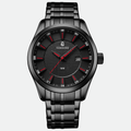 Relógio masculino Vanglore Nexus preto com detalhes vermelhos 44mm, em metal e aço inox, vista frontal