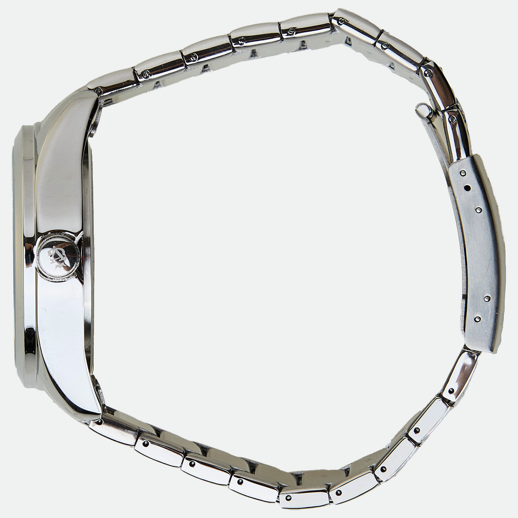 Relógio masculino Vanglore Nexus prata com fundo preto 44mm, em metal e aço inox, vista lateral