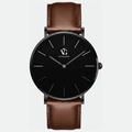 Relógio masculino Vanglore Selecty 3289a preto com pulseira de couro marrom, 40mm, vista frontal