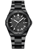 Relógio masculino Vanglore Legacy all black 42mm, bisel octogonal, em metal e aço inox