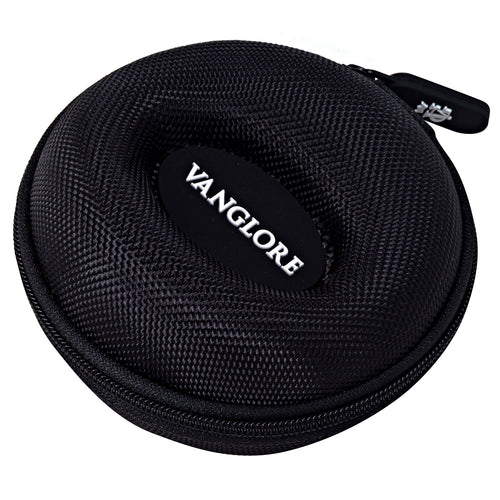 Estojo rígido porta relógio Vanglore C10 preto, case de viagem redondo com zíper para 1 relógio